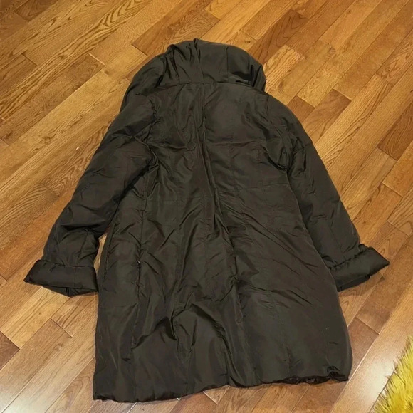 Coffee shop chocolate brown puffer down  jacket Sz L - Picture 14 of 16